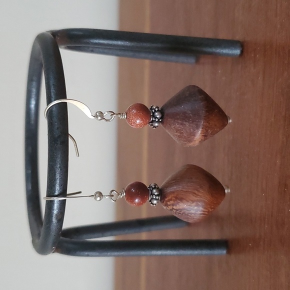 Handmade Wood Earrings - Picture 1 of 4